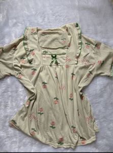 Korean Teddy Night Top🤎