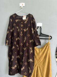 Brown Printed Kurta Set (3xl)