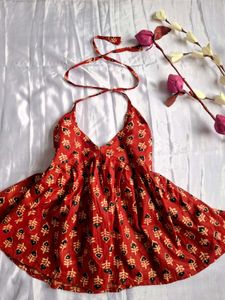 Boho Chic Red Halter short Kurti
