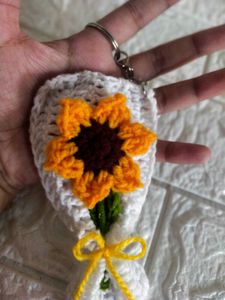 Sunflower Crochet Keychain