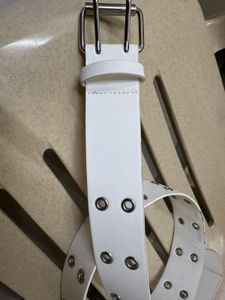 H&amp;M White Studded Leather Belt