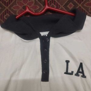 LA Crop Top - Grey and White