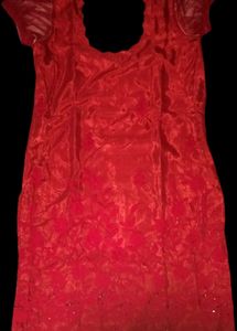 RED EMBROIDERED KURTA