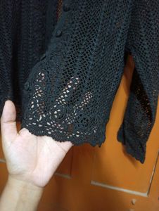 Black Crochet Cardigan