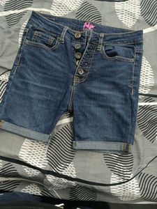 Denim Button-Fly Shorts