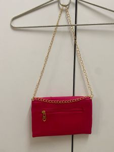 Embroidered Pink Clutch
