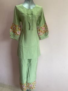Green Embroidered Kurta Set