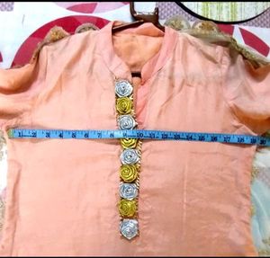 Peach Kurta Set With Gharara