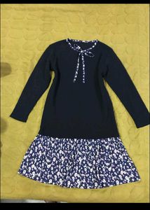 Black Dress with Floral Ruffle