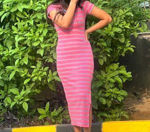 Pink Striped Bodycon Dress