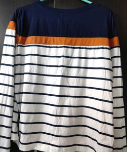 Navy Blue And White XL Striped Long Sleeve T-Shirt