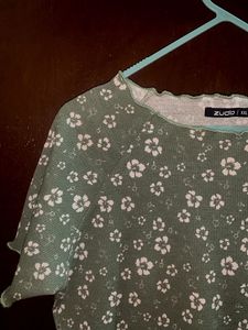 Floral Print Green Top
