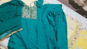 Teal Embroidered Salwar Suit unused