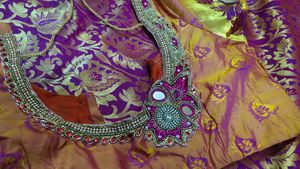 kanjivaram saree with work blouse 😍 silk