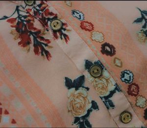 Peach Floral Rayon Tunic – Elegant &amp; Breezy