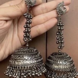 Orelia Black Oxidised Jhumka