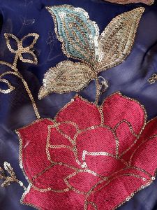 y2k Sequins Embroidered floral Saree