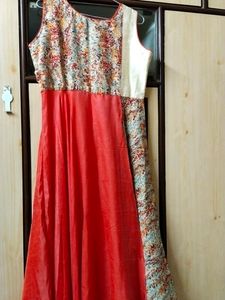 Orange Ethnic Floor Length Gown Affordable