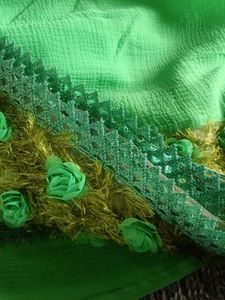 Green Floral Embellished Saree