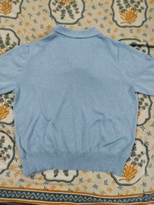 Korean style sky blue shimmer top