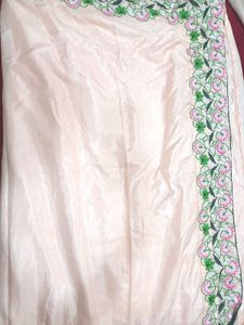 Peach Embroidery Saree