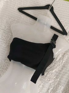 Korean Black Tube Top with Buckle Detail