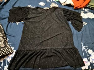 New Black Shimmer Party Wear Top
