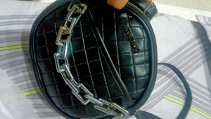 Black Leather Sling Bag