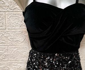Black Velvet Spaghetti Crop Top