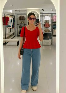 Red Peplum Top