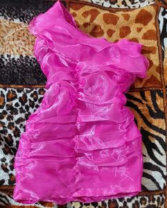 Short Pink organza Dress