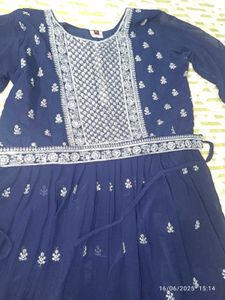 Xl New Unused Elegant Navy Blue Anarkali With Belt