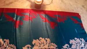 Beautiful Blue Saree With White Design
