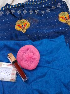 Beautiful Blue Embroidered Saree