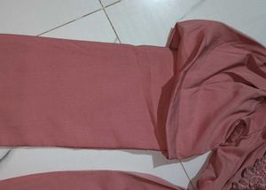 Stylish Peach Peplum Tunic With Lace Detail