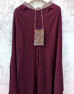 🌸 Maroon Palazzo Set With Purse 🌸