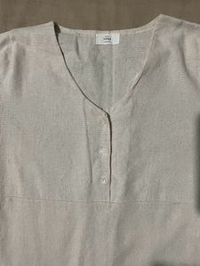 Beige linen Blend Mini Dress