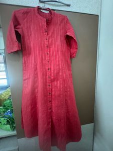 Red Striped Mandarin Collar Blouse