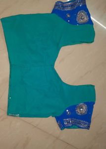 Elegant Teal &amp; Blue Embellished Saree