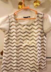 Stylish White Embellished Top