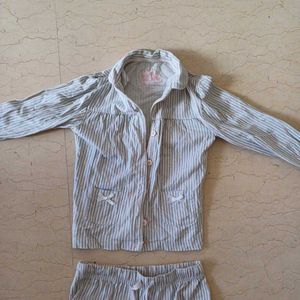 Beautiful Stripes And Heart Pattern Kids Nightsuit