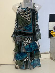 Pintrest Tiered Abstract Print Dress