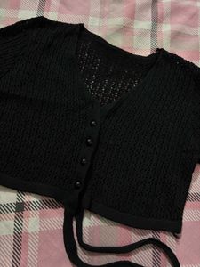 Crochet Black Crop Top