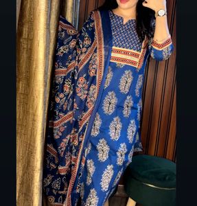 Blue Printed Kurta Set