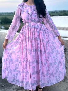 Pink Floral Print Dress