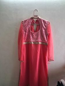 Long Kurta Set (Peach Pink)