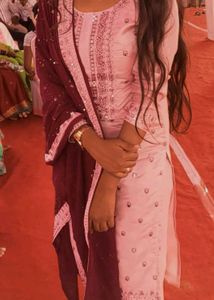 Elegant pink and wine Kurta Set