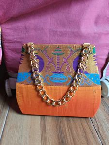 Unique Gold Chain Silk Handbag