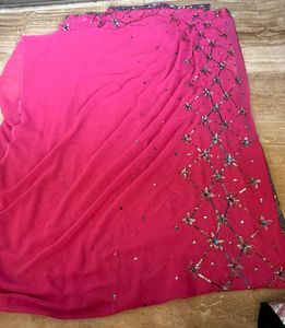 Pink Embellished Saree