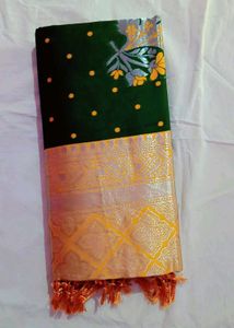 Elegant Green & Gold Saree